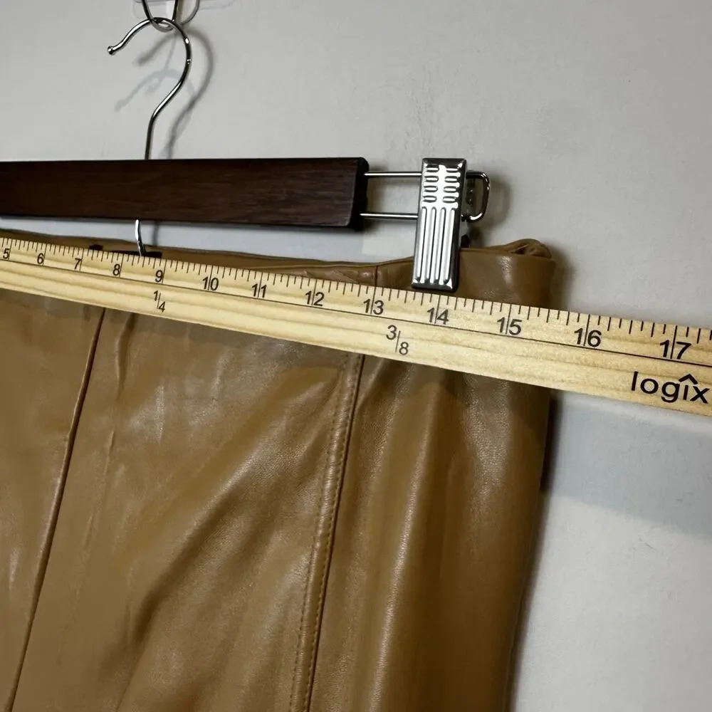 Nicole‎ Miller Faux Leather High Rise Leggings Camel Brown Medium NWT
